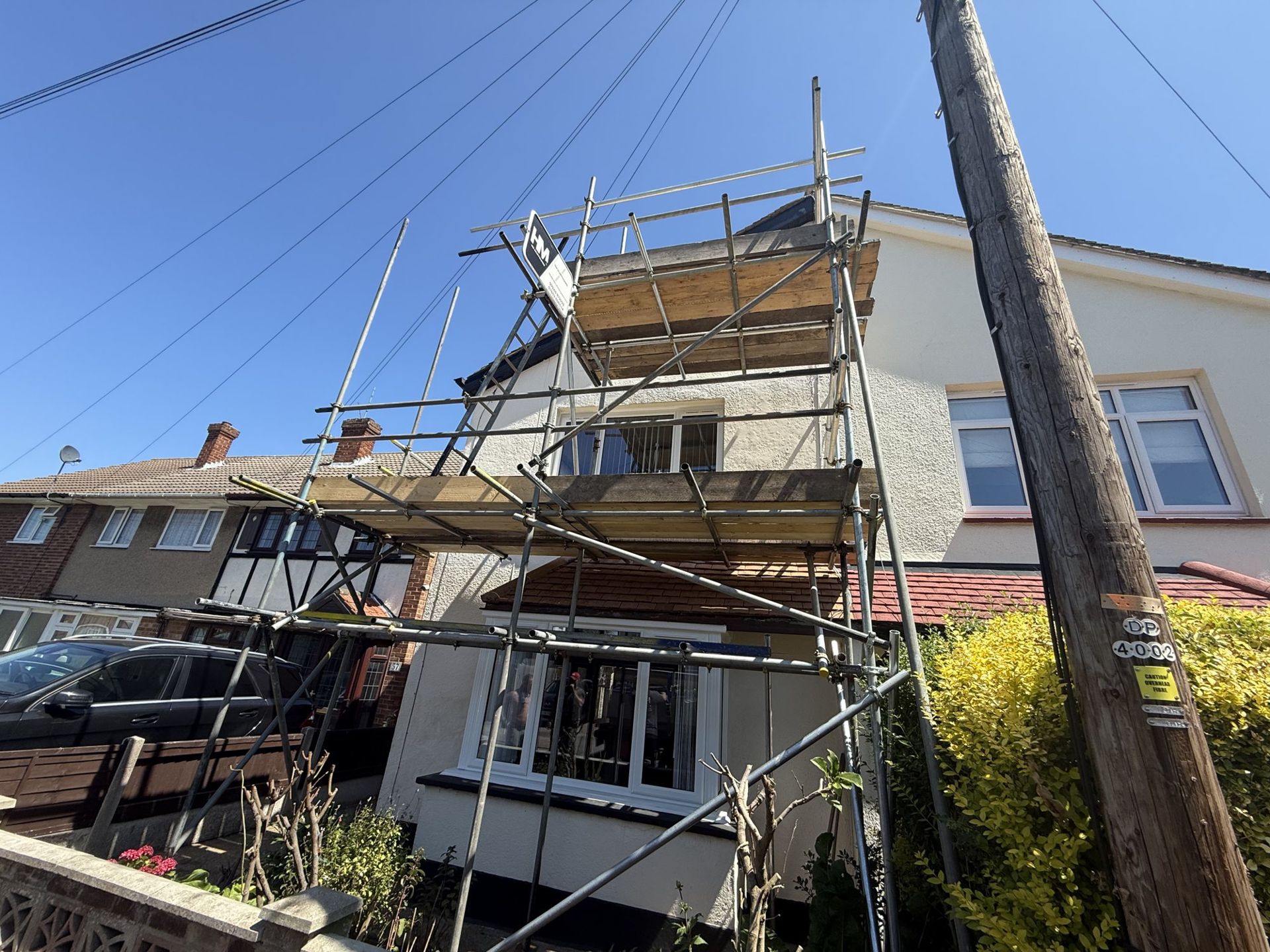 Domestic scaffolding on a house